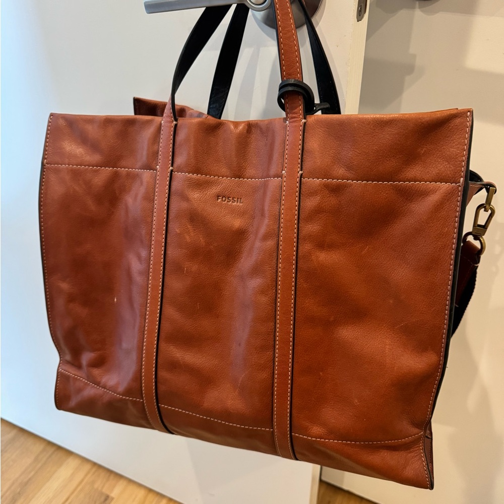 Fossil Carmen Brown Leather Tote